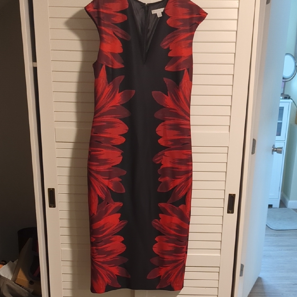 Elegant Red Floral Dress